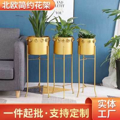 室内客厅绿萝铁艺花盆架简约阳台金属创意置物架北欧落地花架