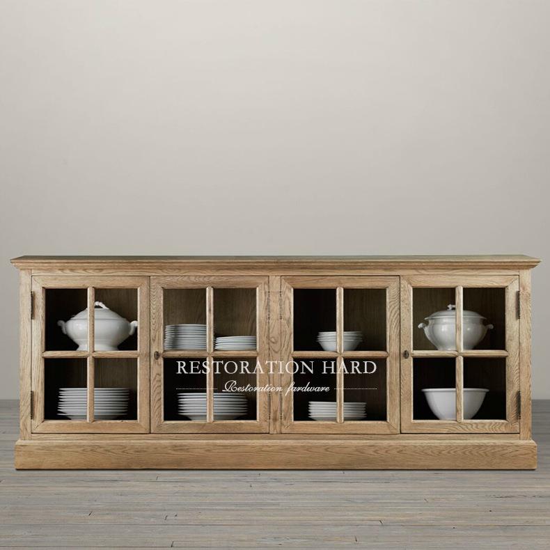 美式乡村/实木餐边柜/纯实木大板家具/原木做旧矮柜/边柜/地柜餐图片