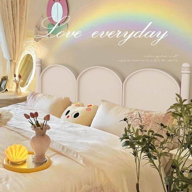 法式实木床白色现代简约1.8M主卧室奶油风床双人床复古美式公主床