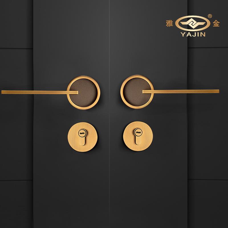 对开门锁一体卧室木门锁双开通用锌合金子母门房门锁静音执手锁具