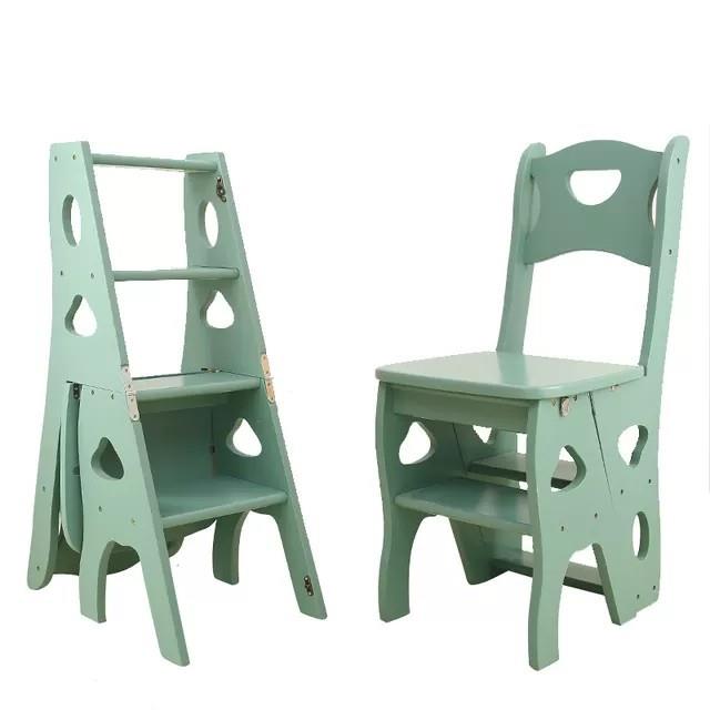 美式实木楼梯梯椅梯子折叠家用多功能四层登高梯椅子踏板凳子