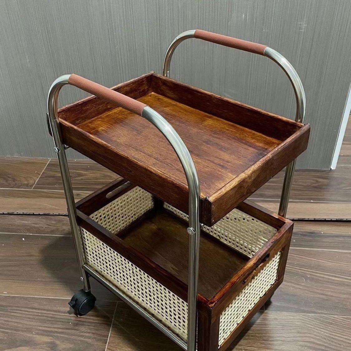 不锈钢脸盆架浴室置物架客厅卧室超火小推车收纳架厨房边几带软蜂