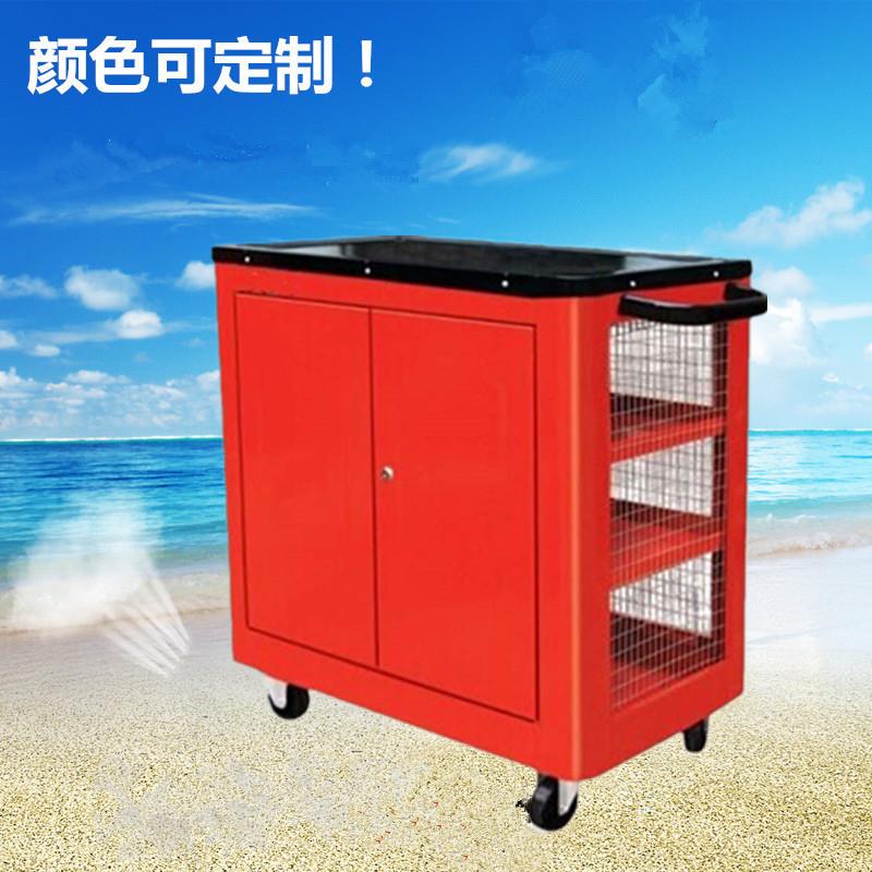 厂家双开门带锁手推工具车车间周转箱汽保工具柜带轮子