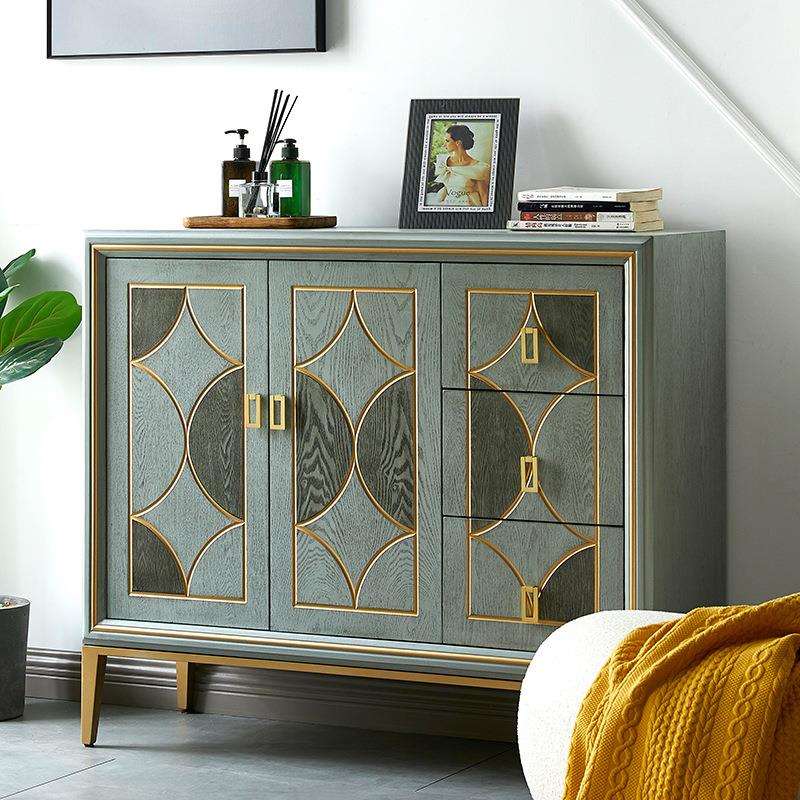 美式餐边柜轻奢客厅茶水柜家用碗柜现代简约厨房多功能墙边玄关柜