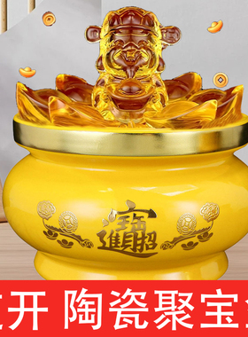 陶瓷土罐聚宝盆家用摆件招财聚财
