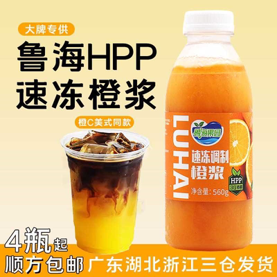 橙C美式咖啡鲁海HPP速冻橙浆560g浓缩橙汁冰茶气泡水果汁饮料浓浆