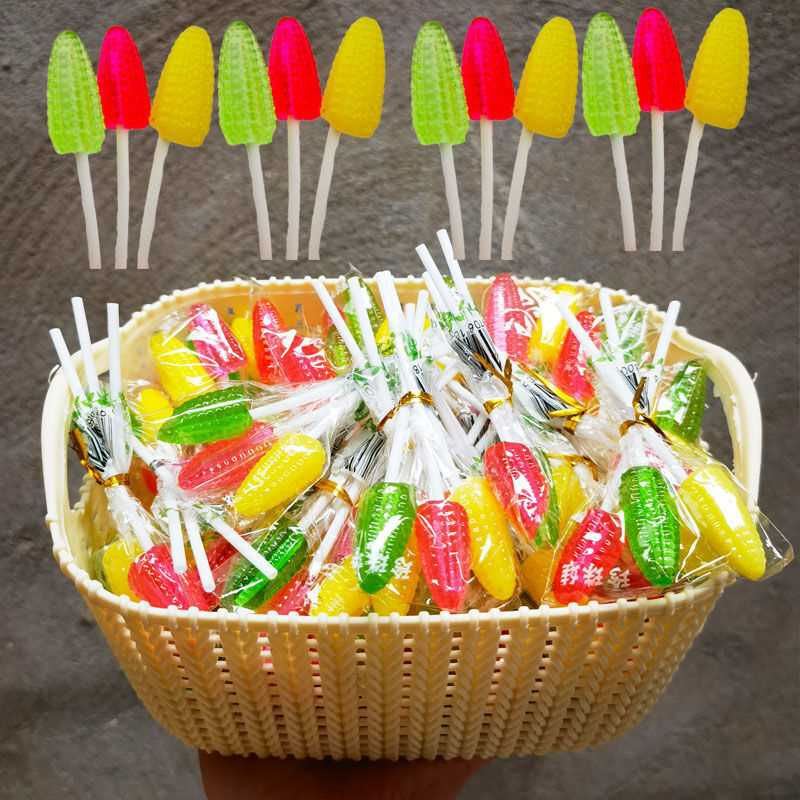 玉米味硬糖玫瑰花棒棒糖硬糖休闲零食喜糖玉米糖经典怀旧糖果批发