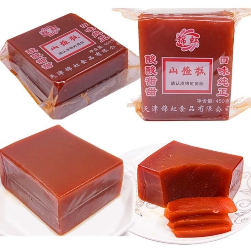 正宗天津特产锦虹大块山楂糕老式京糕果脯蜜饯开味山楂制品450g