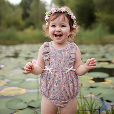 包屁衣夏季小蝴蝶结衣服纯棉碎花女宝宝童装周岁baby连体衣韩版