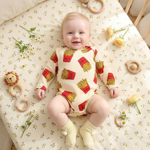 婴儿服装 男女宝宝衣服可爱卡通印花哈衣新生儿连体衣春秋