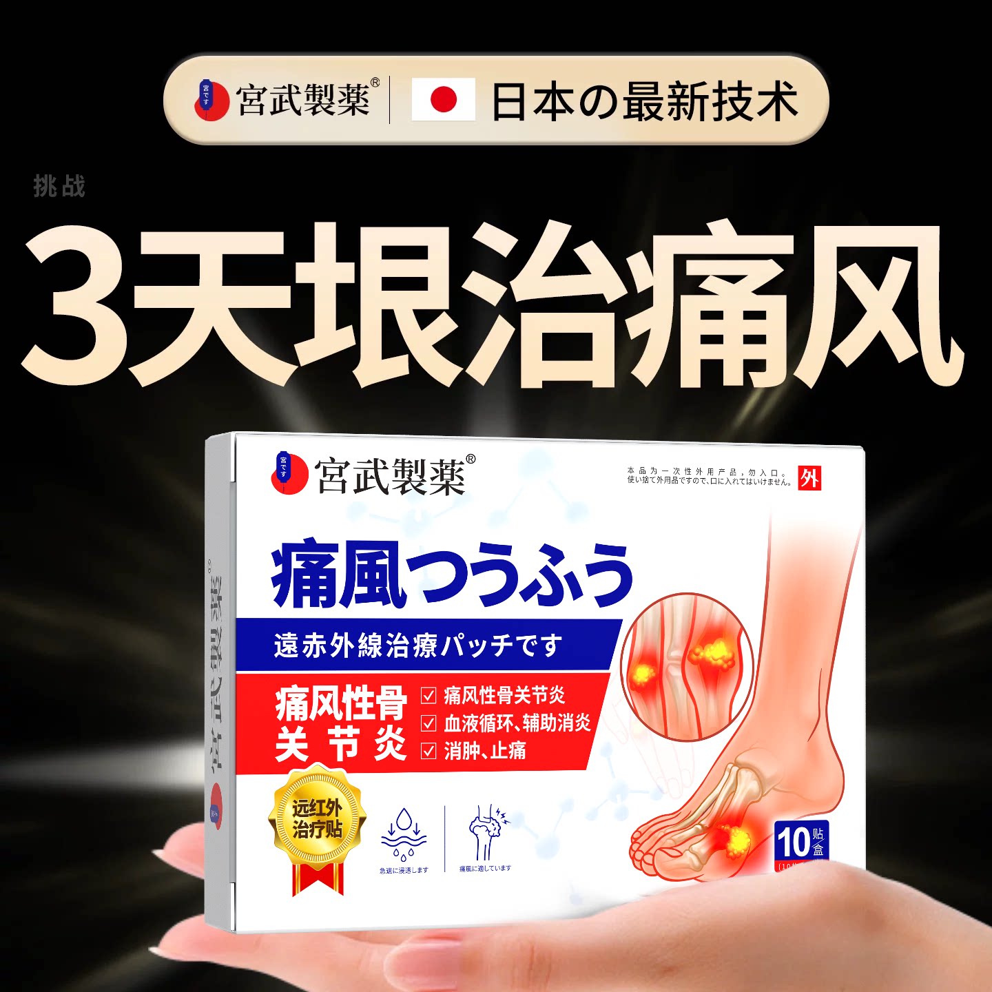痛风贴溶石降尿酸消肿止痛贴特效冷敷专治类性关节炎祛痛风湿膏贴
