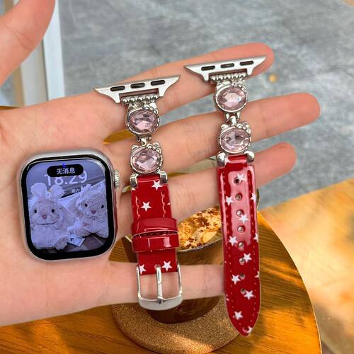 【表带】适用苹果s11Iwatch表带金属双钻kt猫s10987se颜值女腕带
