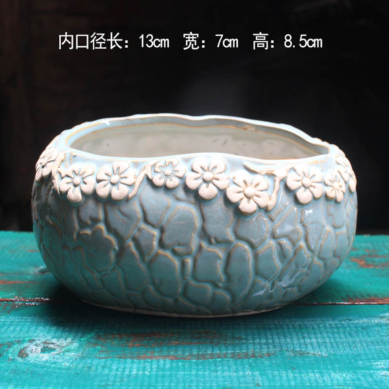 多肉花盆简约捏花肉肉植物创意绿植盆栽大中小号复古田园花卉陶瓷