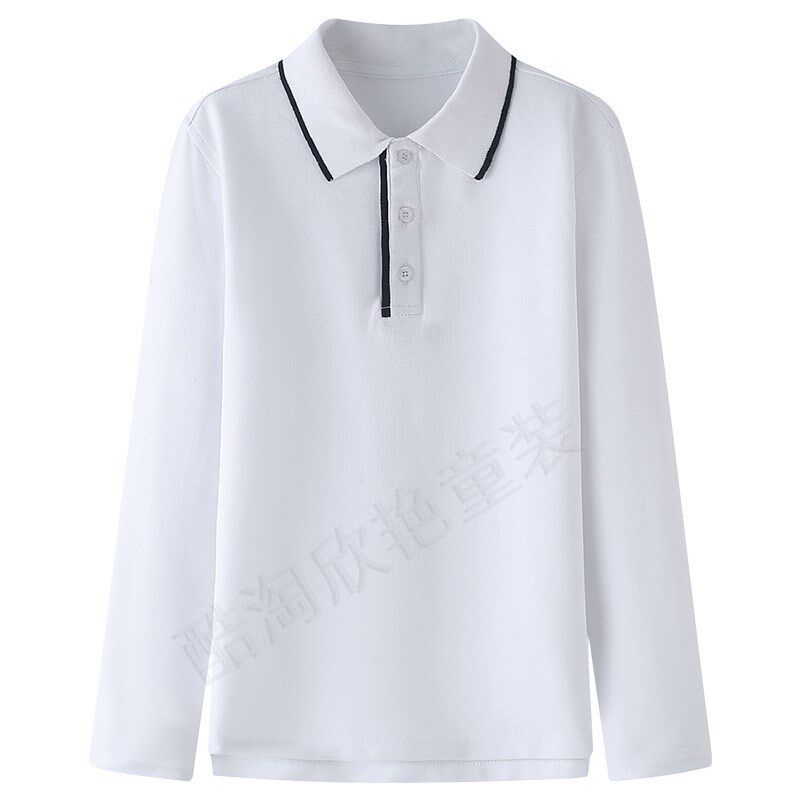小学生校服夏季polo衫幼儿园园服T恤浅蓝色白色长袖班服翻领短袖