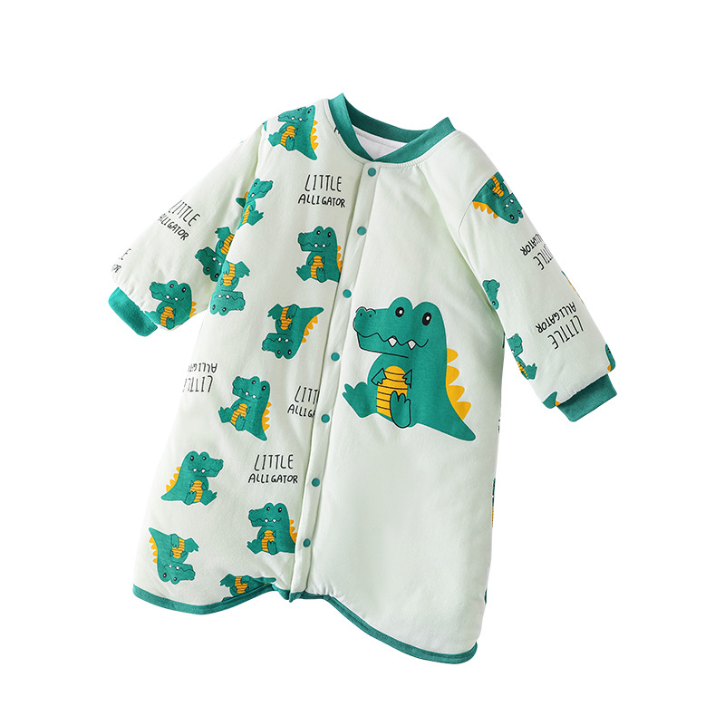 婴儿冬款睡袋加厚保暖无骨棉衣分腿睡衣男女宝连身长袖睡袍防踢被