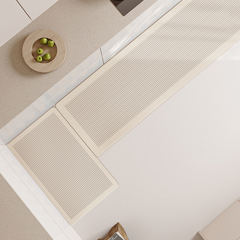 简约奶油风皮革厨房地垫防滑防油可擦洗厨房脚垫进门地垫定制门垫