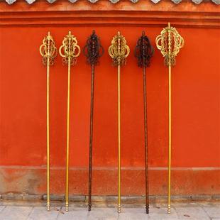 纯铜锡杖九股六股四股禅杖佛具铜摆件室内寺庙圣僧护法权杖高2米