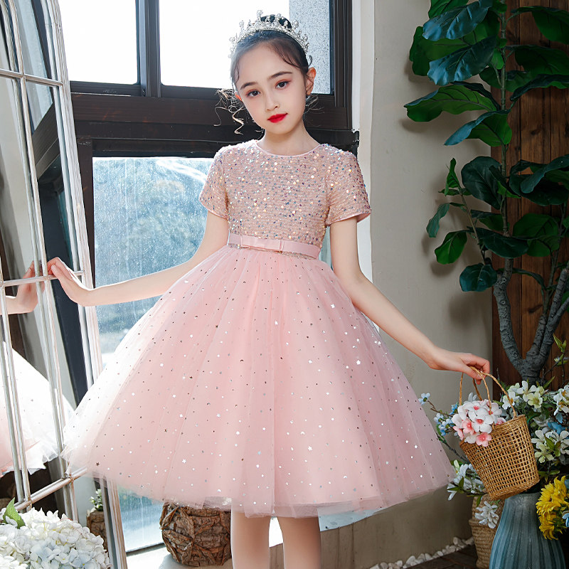 儿童礼服公主裙秋冬女童钢琴演出服花童婚纱毕业主持人蓬蓬纱裙子