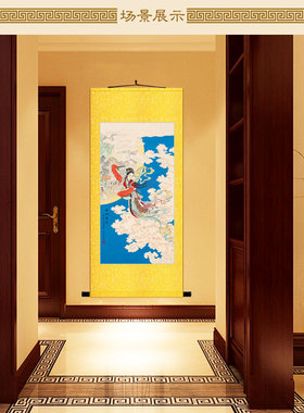 嫦娥奔月图画像 任率英人物画常娥姮娥卷轴画 月神太阴星君装饰画