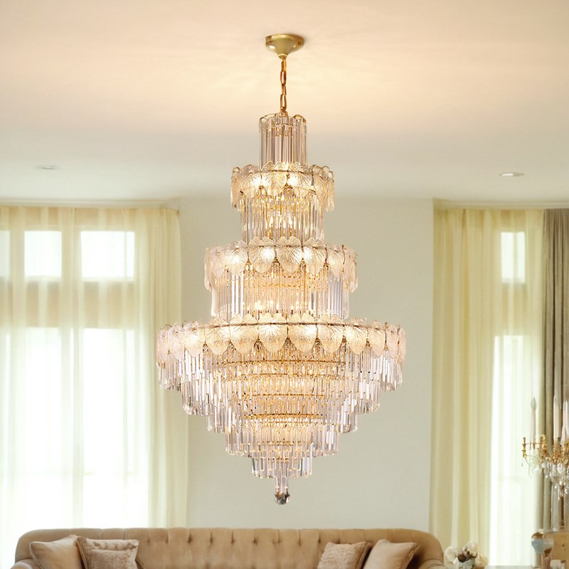 别墅吊灯复式楼客厅大吊灯酒店挑空大厅主灯轻奢楼中楼水晶大吊灯