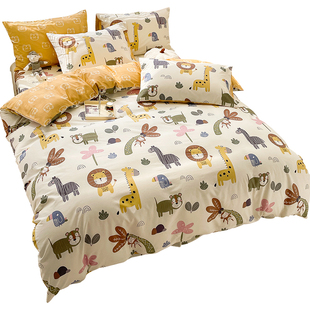 儿童纯棉被套单件150x200x230卡通单人全棉被罩被单床单两件2件套