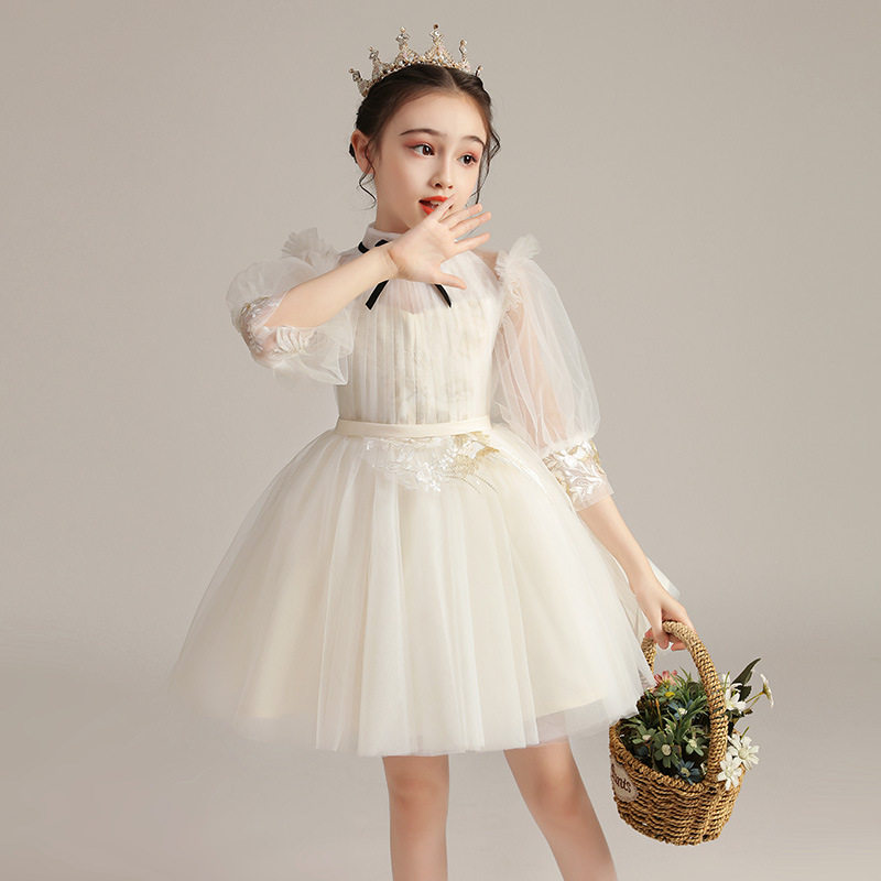 女童高端大码礼服公主裙婚纱蓬蓬纱花童生日主持人钢琴演出服艺考