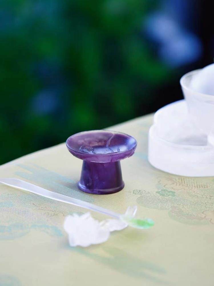 小白茶具//心缘堂琉璃盖置高足幽兰盖托紫砂壶盖底座茶桌摆件配件