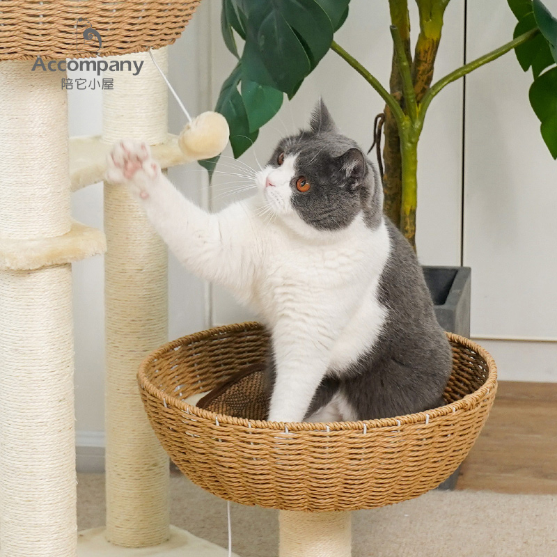 藤编猫爬架猫树猫窝一体日系豪华大型猫架子猫抓柱猫窝多跳台玩具
