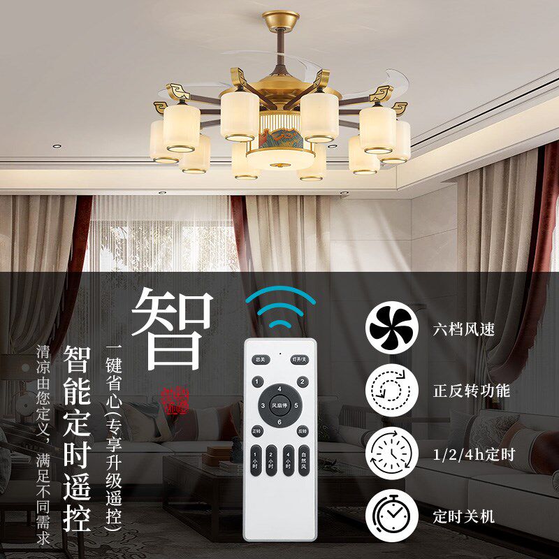 新中式吊灯轻奢大气客厅灯中国风饭厅卧室别墅覆式楼灯罩朝下灯具