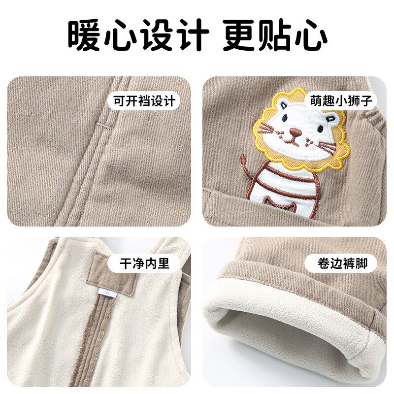 婴儿背带裤秋冬款加绒加厚男童新款儿童女一岁男宝宝秋季纯棉裤子