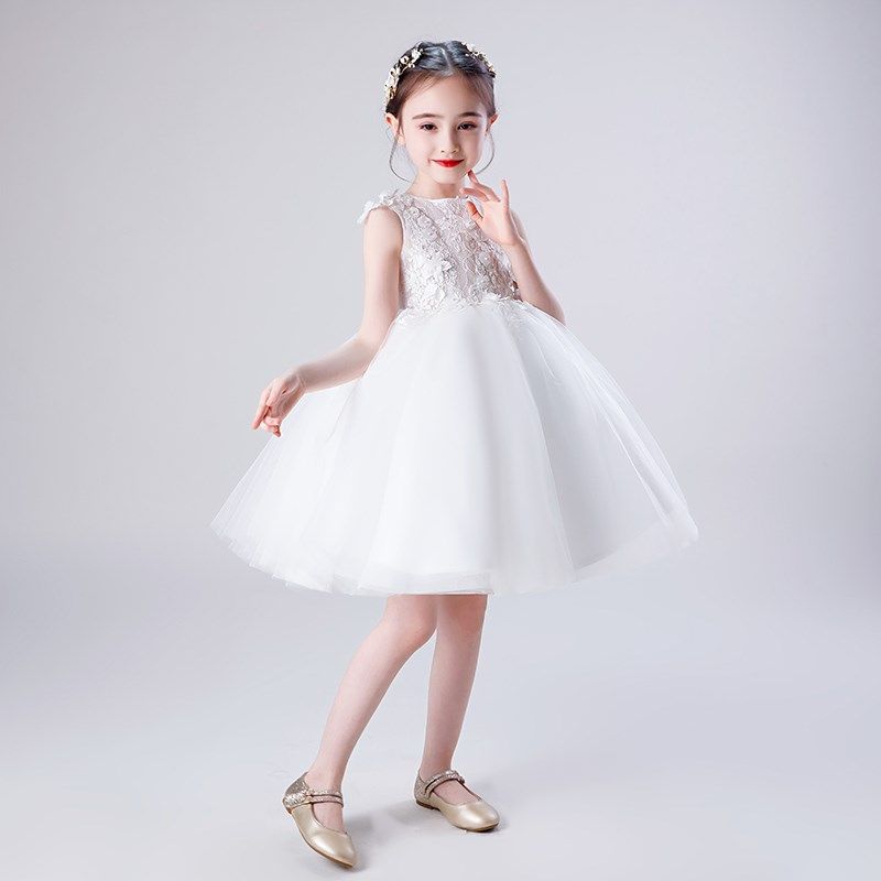 女童公主裙婚纱高端小女孩花童婚礼儿童主持人礼服钢琴演奏演出服