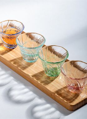 日式彩点清酒杯原色玻璃果酒杯日料烧酒杯家用高颜值少女梅酒杯子
