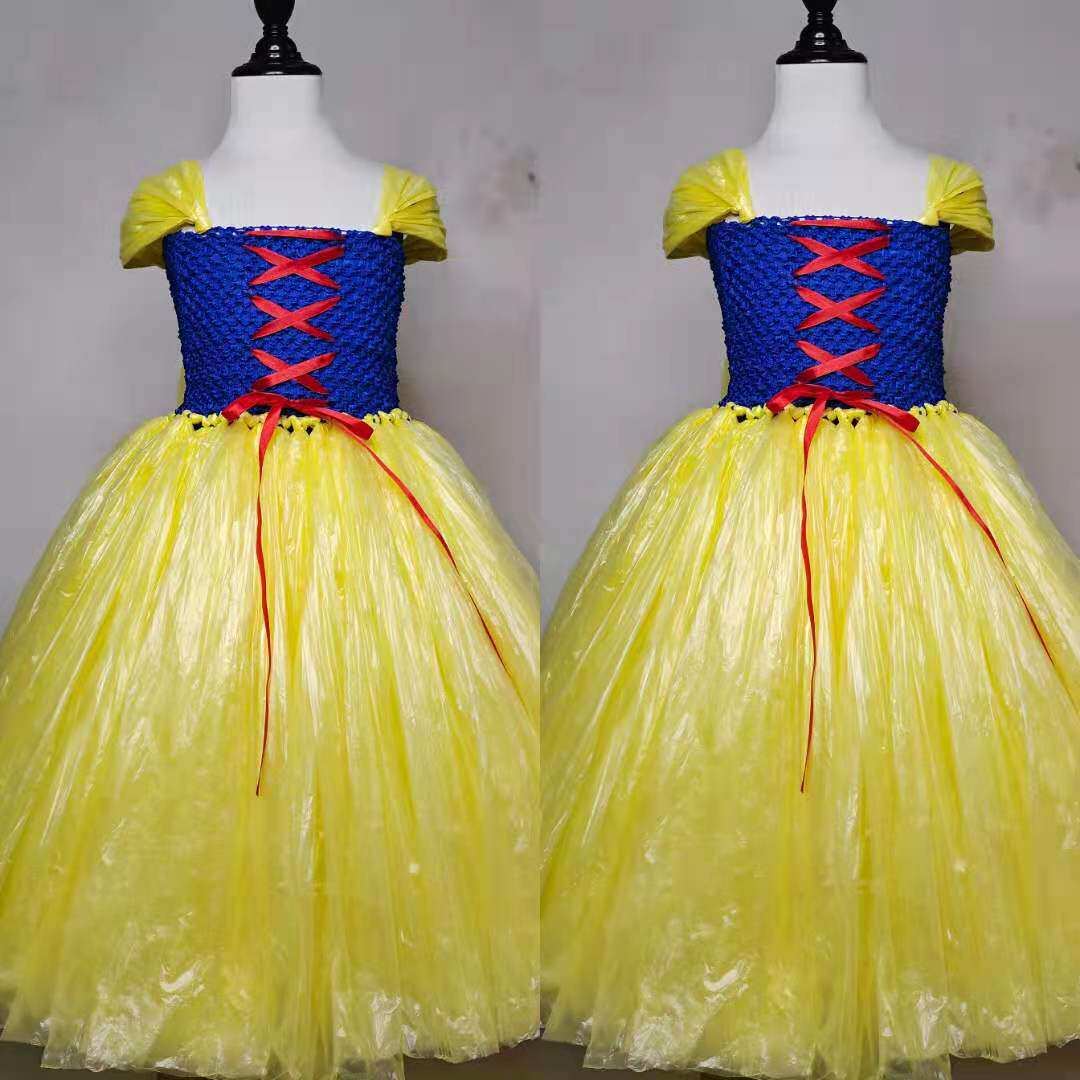 白雪公主环保服装儿童时装秀半成品手工材料塑料袋亲子走秀公主裙