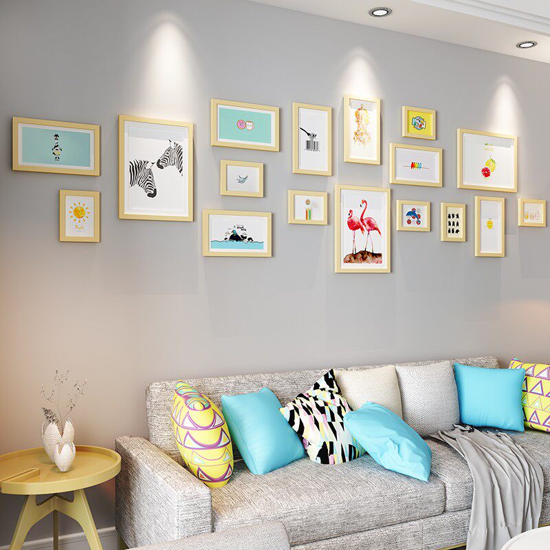 实木照片墙欧式相框墙创意过道简约组合相框挂墙客厅大尺寸相片墙