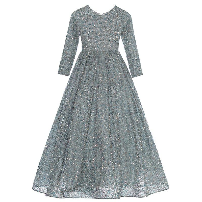 儿童晚礼服高端小主持人钢琴演出服走秀女童生日公主裙长袖秋冬款