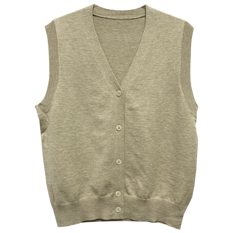 韩国针织黑色马甲女开衫春秋季新单排扣毛衣无袖背心外搭毛线复古