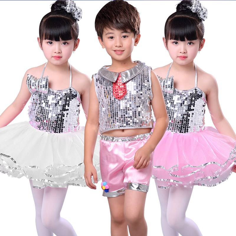 六一儿童演出服女童蓬蓬裙幼儿园公主裙表演服装亮片爵士舞蹈纱裙