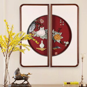 中国风客厅装饰画新中式走廊入户玄关玉雕挂画沙发背景墙餐厅床头