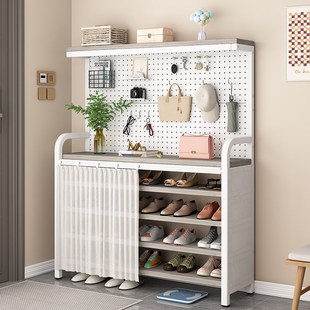 鞋架防尘带遮挡帘家用门口多层鞋柜室内简易新款钢制铁艺收纳架子