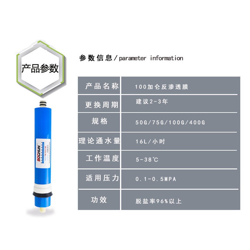 金士博净水器RO膜滤芯 纯水机配件100G/75/400/200/600加仑RO膜芯