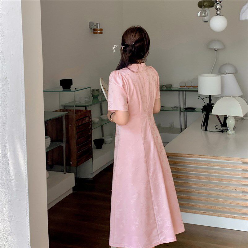 胖mm夏装新品230斤大码女长短款改良旗袍伴娘服200中式国风连衣裙