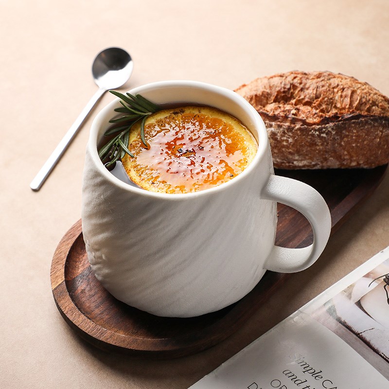简约石纹马克杯陶瓷杯水杯家用咖啡杯高级感白色杯子办公室泡茶杯