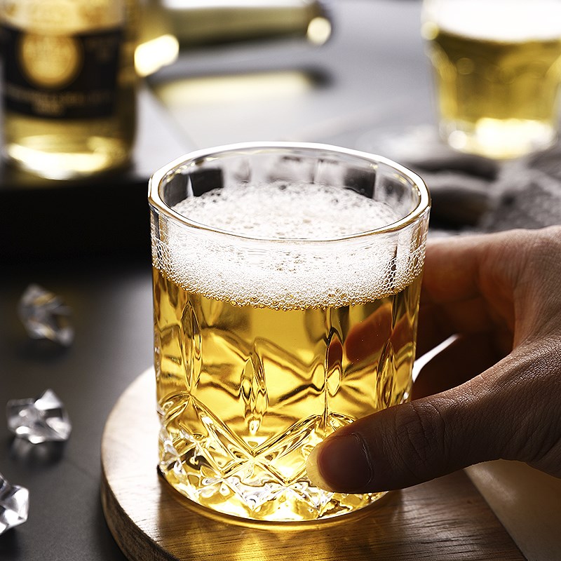 钢化玻璃杯八角杯ktv酒吧啤酒杯加厚威士忌杯四方杯饭店耐热水杯