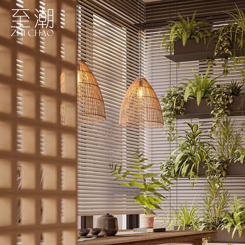 侘寂风餐厅吊灯创意个性客厅吧台茶室民宿日式复古卧室床头藤编灯