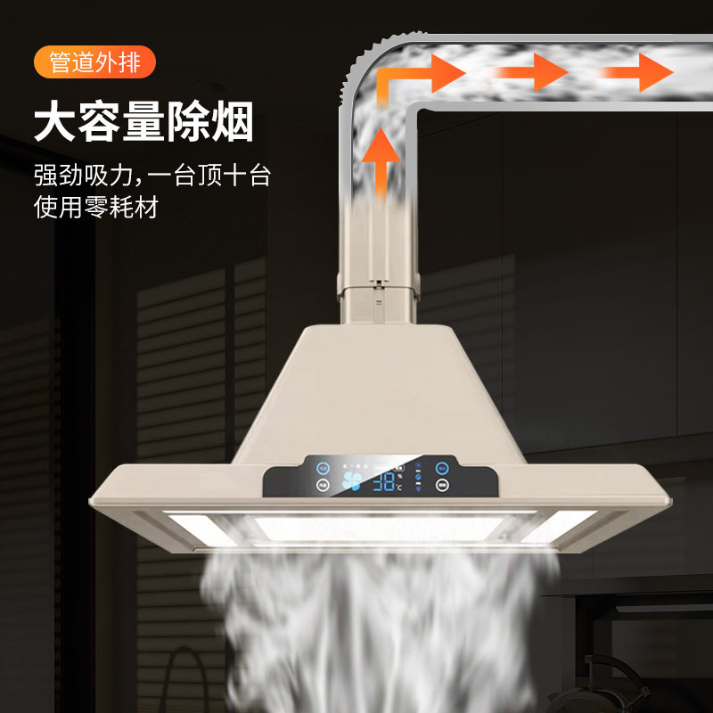 加大款外排吸烟灯升降吊灯专用风扇直排式抽烟机棋牌室空气净化器