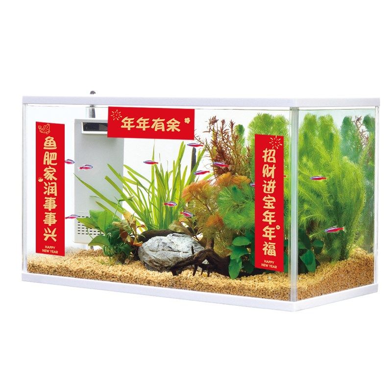 酷爬鱼缸水族箱对联春联装饰门贴龟缸宠物喜庆装饰新年迷你小对联