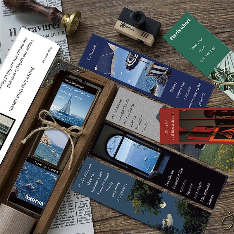 30张唯美风景书签英文短句摘抄纸质精美多功能小卡片,文具电教/文化用品/商务用品,书签,淘宝优惠券,粉丝福利购,淘宝优惠卷