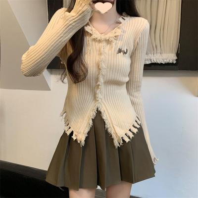 设计感开衫毛衣外套女秋冬新款小众高级感修身显瘦针织打底衫