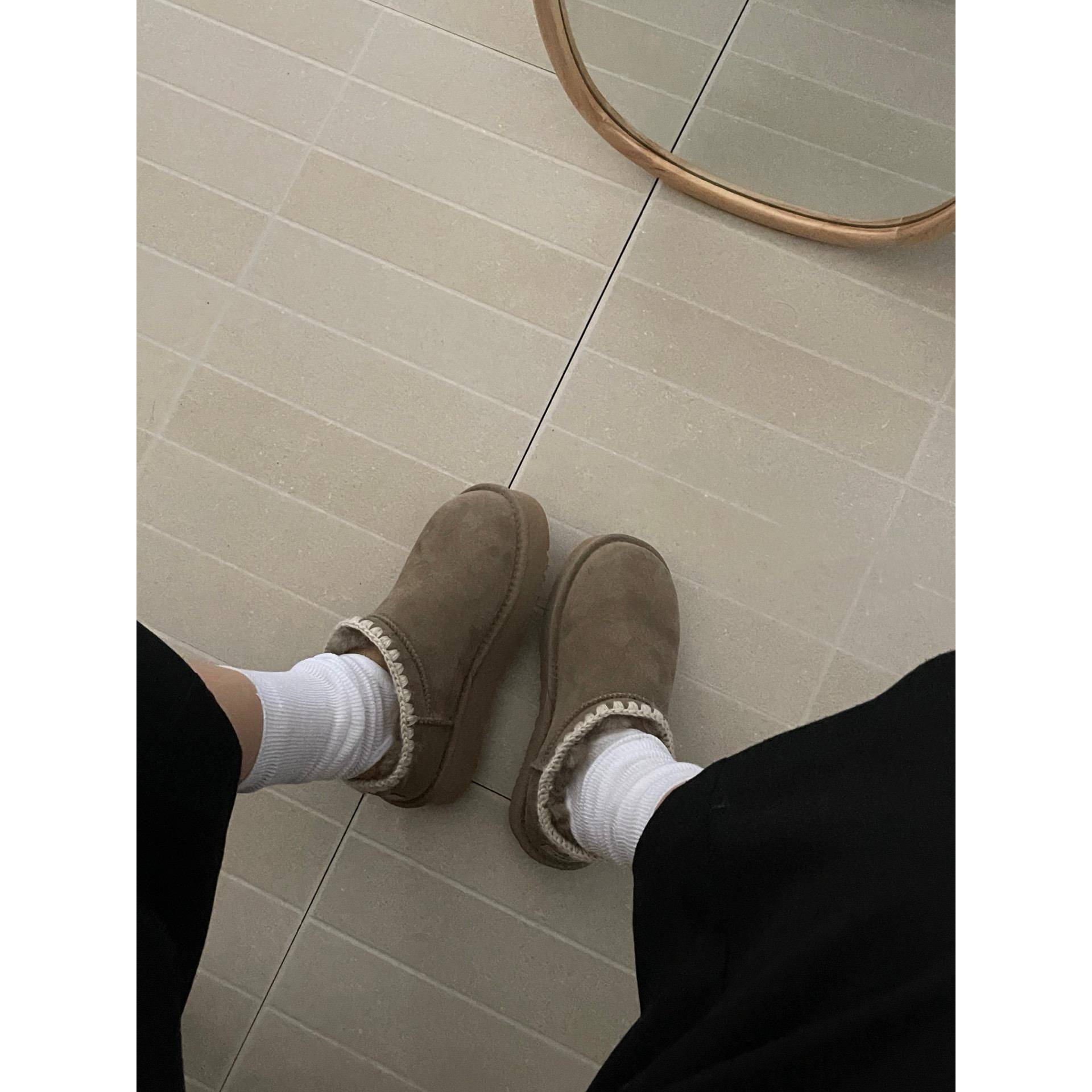 桑坡村雪地靴女款2025新款厚底毛线圈懒人鞋