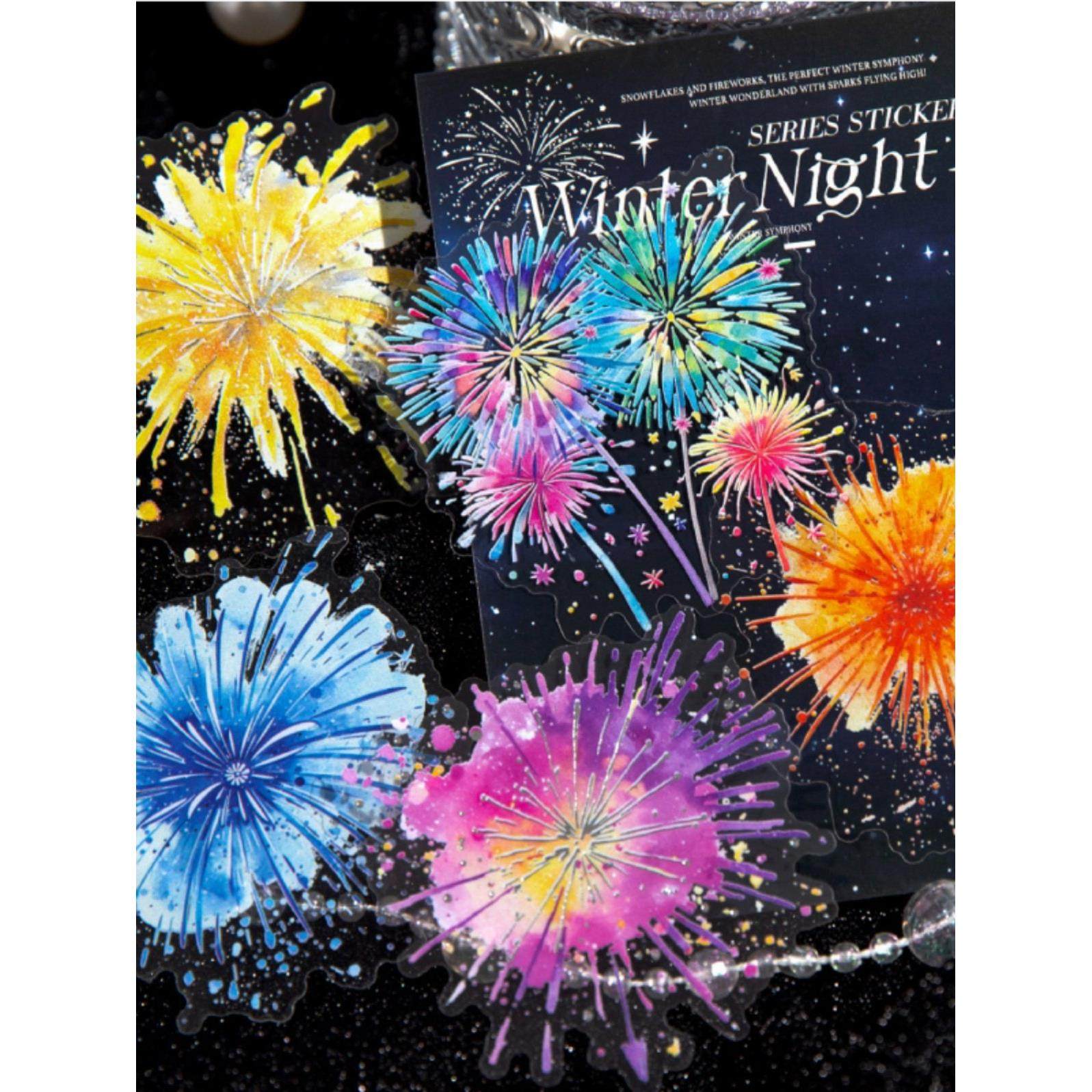 冬日的夜PET特油双工艺贴纸烫金银模切防水手账自粘贴纸装饰DIY,3C数码配件,USB多功能数码宝,淘宝优惠券,粉丝福利购,淘宝优惠卷